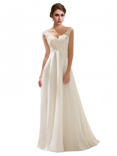Cheap V-Neck Lace Wedding Dress On Chiffon Canada