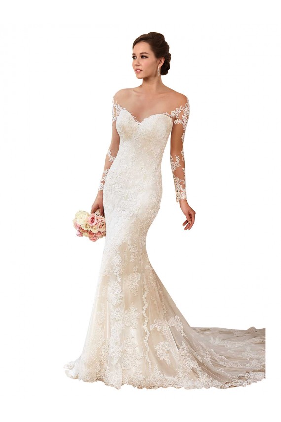 Cheap Long Sleeves Maermaid Sweetheart Lace Wedding Dress Canada