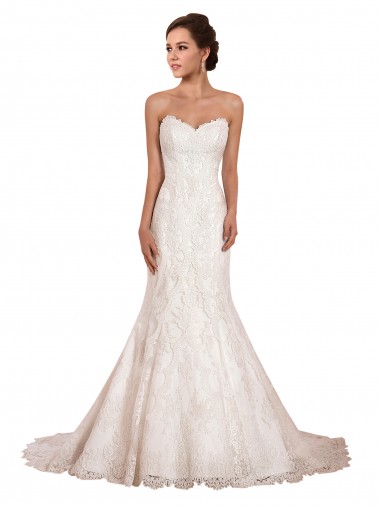 Cheap Sweetheart Neckline Sexy Mermaid Lace Wedding Dress Canada