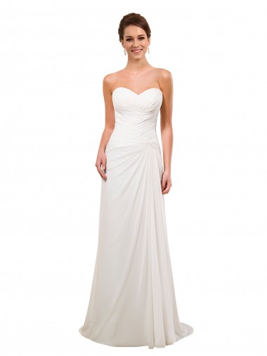 Cheap Sweetheart Neckline Chiffon Wedding Dress with Criss-Cross Ruched Bodice Canada
