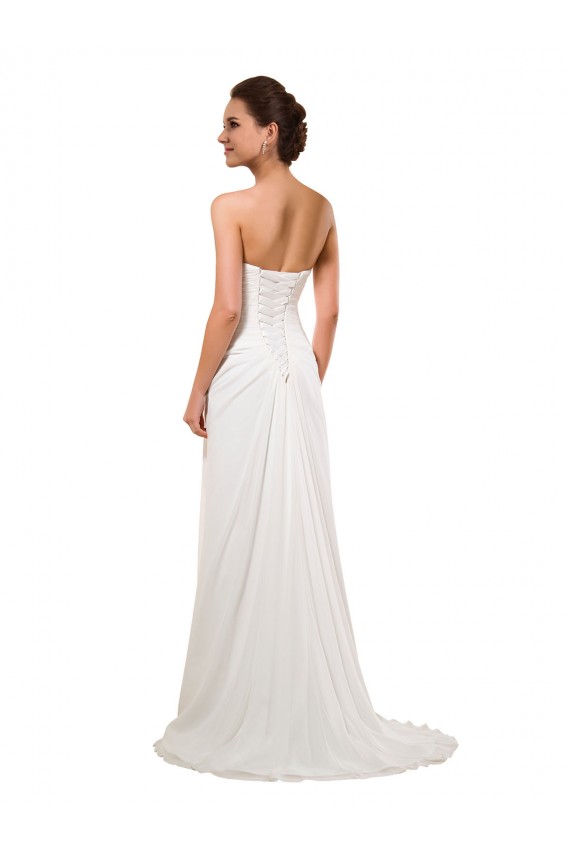 Cheap Sweetheart Neckline Chiffon Wedding Dress with Criss-Cross Ruched Bodice Canada