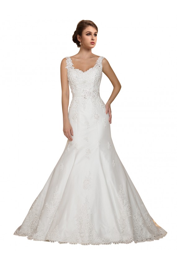 Cheap Sweethart V-Neckline Lace Wedding Dress with Shoulder Straps Canada