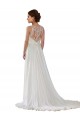 Cheap Illusion Neck A-Line Chiffon Beach Wedding Dress with Lace Halter Neckline Canada