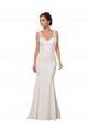 Cheap V-Neck Mermaid Crepe Wedding Dress with Lace Bodice Canada
