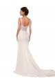 Cheap V-Neck Mermaid Crepe Wedding Dress with Lace Bodice Canada