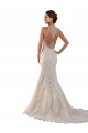 Cheap High Neck Mermaid Lace Wedding Dress with Illusion Back Canada