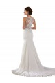 Cheap Modern High Neck Sheath Wedding Dress with Lace Bodice Canada