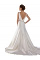 Cheap Modern Boat Neck Mermaid Satin Wedding Dress with Deep V-Back Canada