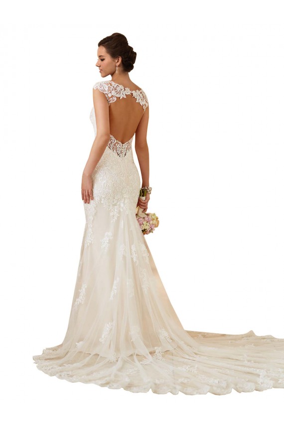 Cheap Modern Chapel Train Sweetheart Mermaid Lace Wedding Dress with Keyhole Back Canada