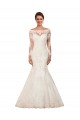 Cheap Long Sleeves Mermaid Lace Wedding Dress with Illusion Back Canada