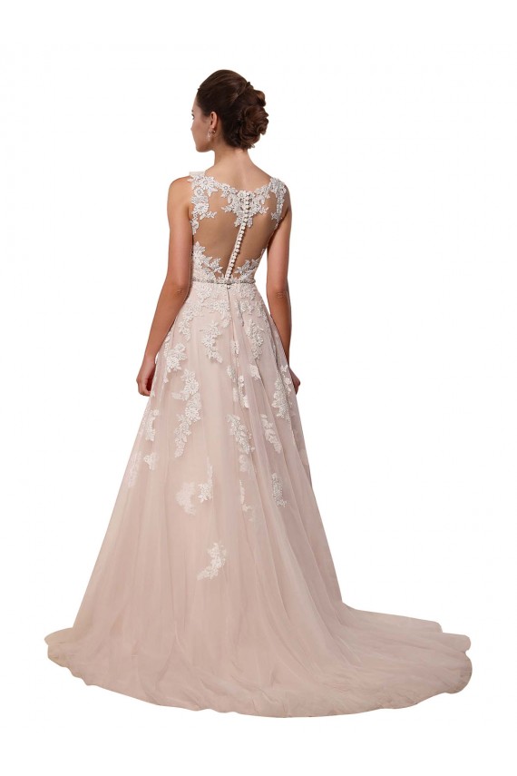 Cheap Sweetheart A-Line Tulle Wedding Dress with Lace Illusion Back Canada