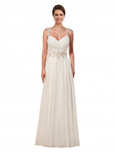 Cheap Sweetheart A-Line Chiffon Wedding Dress with Beaded Shoulder Straps Canada