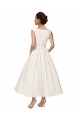 Cheap V-Neck A-Line Short Ankle Length Satin Wedding Dress Canada