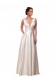 Cheap Deep V-Neck A-Line Satin Wedding Dress with Pockets Canada