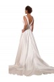 Cheap Deep V-Neck A-Line Satin Wedding Dress with Pockets Canada