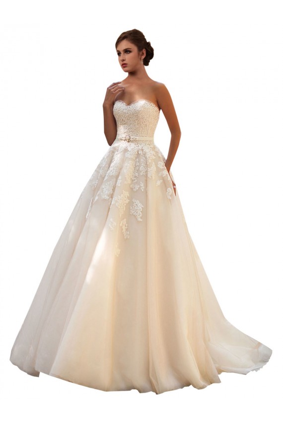 Cheap Sweetheart Ball Gown Tulle Wedding Dress with Lace Bodice Canada