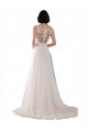 Cheap High Lace Neck Illusion Back Tulle Boho Wedding Dress Canada