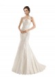 Cheap Illusion Neck Mermaid All Over Lace Wedding Dress Canada