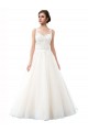 Cheap Illusion Neck A-Line Tulle Beach Wedding Dress with Lace Bodice Canada