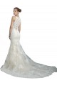 Cheap Deep Illusion Neck Mermaid Tulle Beach Wedding Dress with All Over Lace Canada