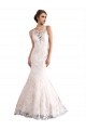 Cheap Illusion Neck Fit and Flare Tulle Wedding Dress with All Over Lace Canada