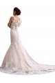 Cheap Illusion Neck Fit and Flare Tulle Wedding Dress with All Over Lace Canada