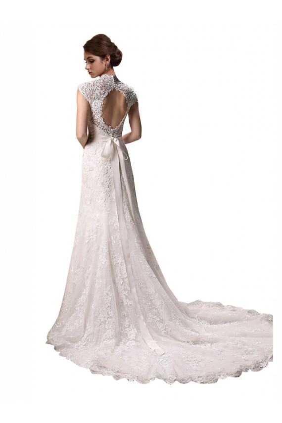 Cheap Halter V-Neck Mermaid Lace Wedding Dress with Keyhole Back Canada