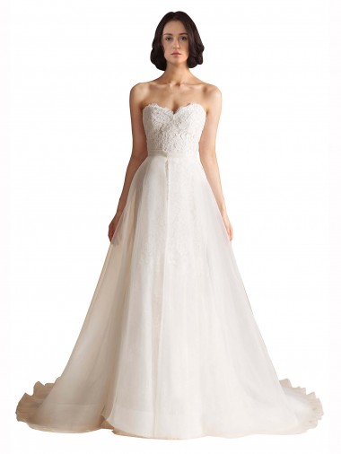 Cheap Strapless Sweetheart Lace Bodice A-Line Organza Wedding Dress Canada