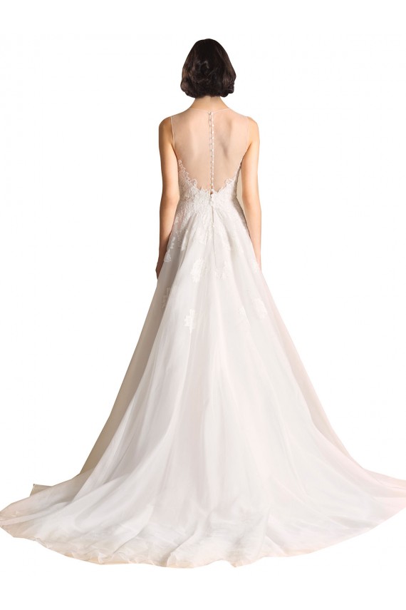 Cheap Illusion Neck A-Line Organza Wedding Dress Canada
