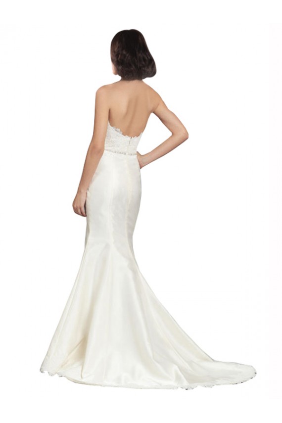 Cheap Trumpet Satin Wedding Dress with Sweetheart Lace Bodice Canada