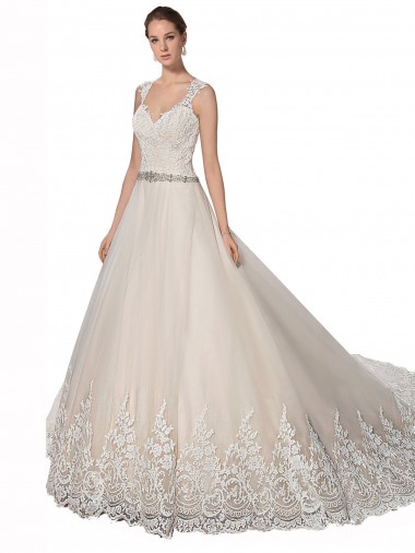 Cheap Sweetheart Cap Sleeves Tulle Lace Wedding Dress Canada