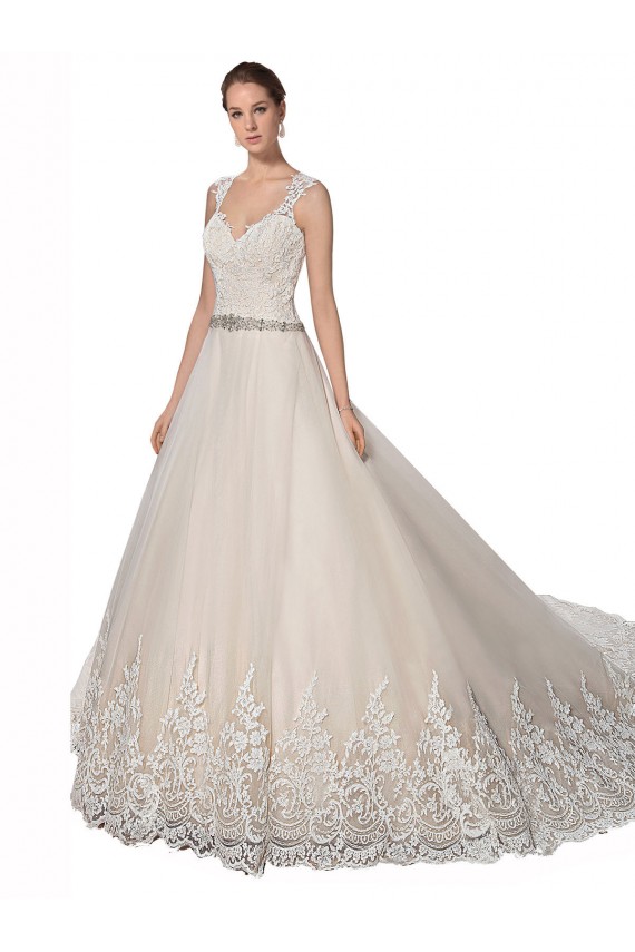Cheap Sweetheart Cap Sleeves Tulle Lace Wedding Dress Canada
