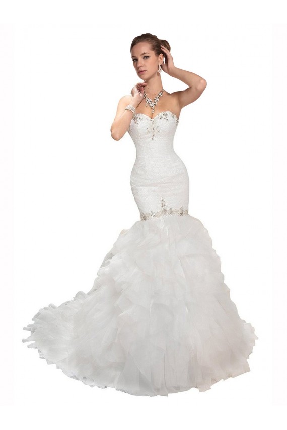 Cheap Sweetheart Mermaid Cascading Organza Wedding Dress Canada
