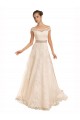 Cheap Off the Shoulder Illusion Back A-Line Lace Beach Wedding Dress Canada