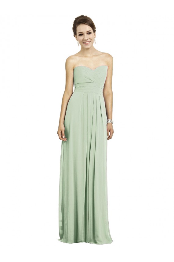 Cheap Full Length Strapless Chiffon Bridesmaid Dress with Sweetheart Neckline Canada