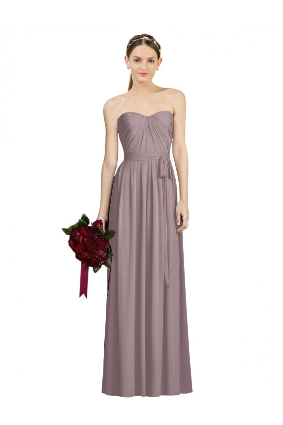 Cheap Sweetheart Neckline Long Full Length Chiffon Bridesmaid Dress Canada