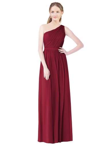 Cheap One Shoulder Full Length Long Chiffon Bridesmaid Dress. Canada