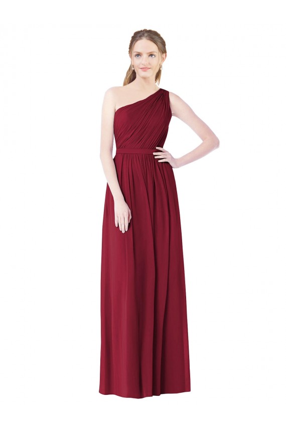 Cheap One Shoulder Full Length Long Chiffon Bridesmaid Dress. Canada
