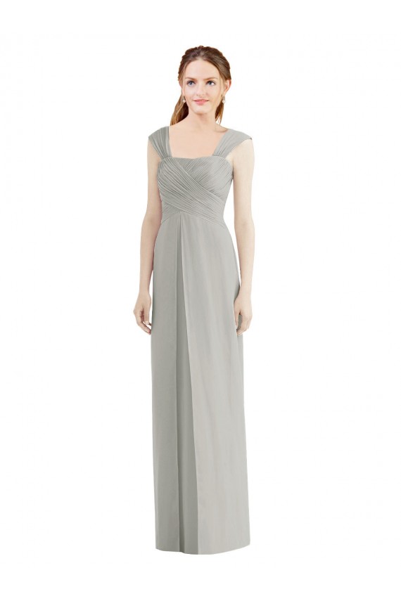 Cheap Full Length Lux Chiffon Dress with Draped Bodice And Shirred Straps Canada