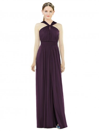 Cheap Maxi Chiffon Halter Neck Bridesmaid Dress Canada