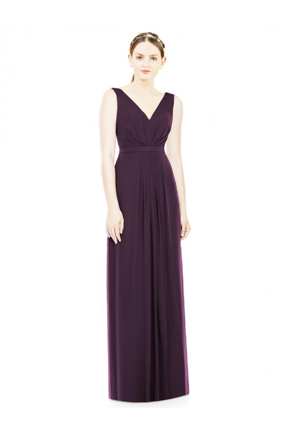 Cheap V-Neckline Sleevelss Full Length Chiffon Bridesmaid Dress Canada