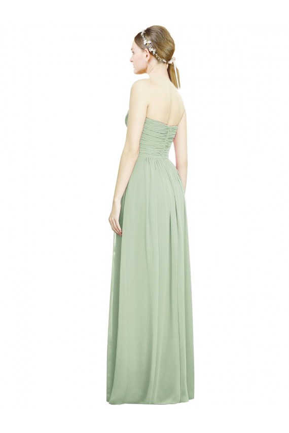 Cheap Crisscross Draped Full Length Strapless Chiffon Bridesmaid Dress Canada