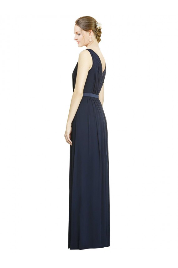 Cheap Full-Length V-Neck Lux Chiffon Bridesmaid Dress with V-Back Canada