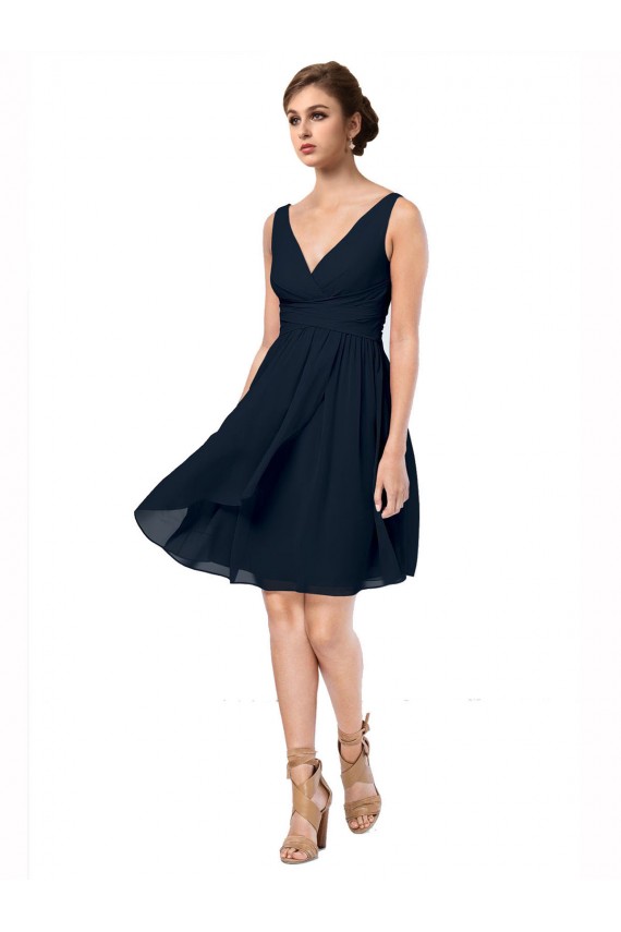 Cheap Short Knee Length Criss Cross Draped Chiffon Cocktail Bridesmaid Dress Canada