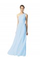 Cheap One Shoulder Long Chiffon Bridesmaid Dress with Shirred Bodice and Front Keyhole Canada