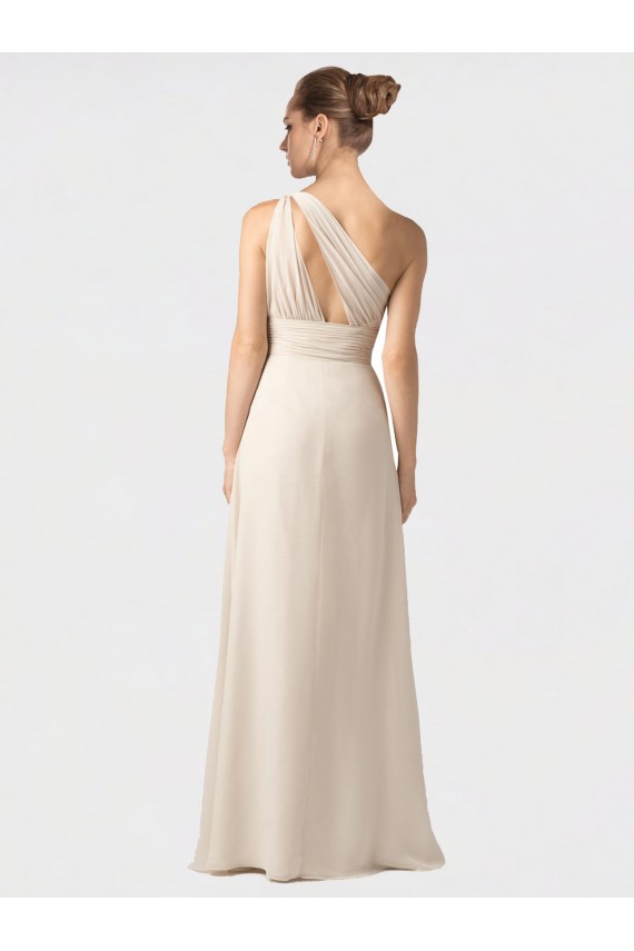 Cheap One Shoulder Full Length Chiffon Bridesmaid Dress with Shirred Bodice Canada