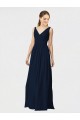Cheap Long Chiffon Bridesmaid Dress with Shirred Bodice and V-Neckline Canada