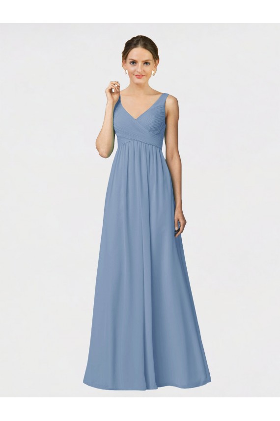 Cheap Long Chiffon Bridesmaid Dress with Sweetheart Neckline and Wide Straps Canada