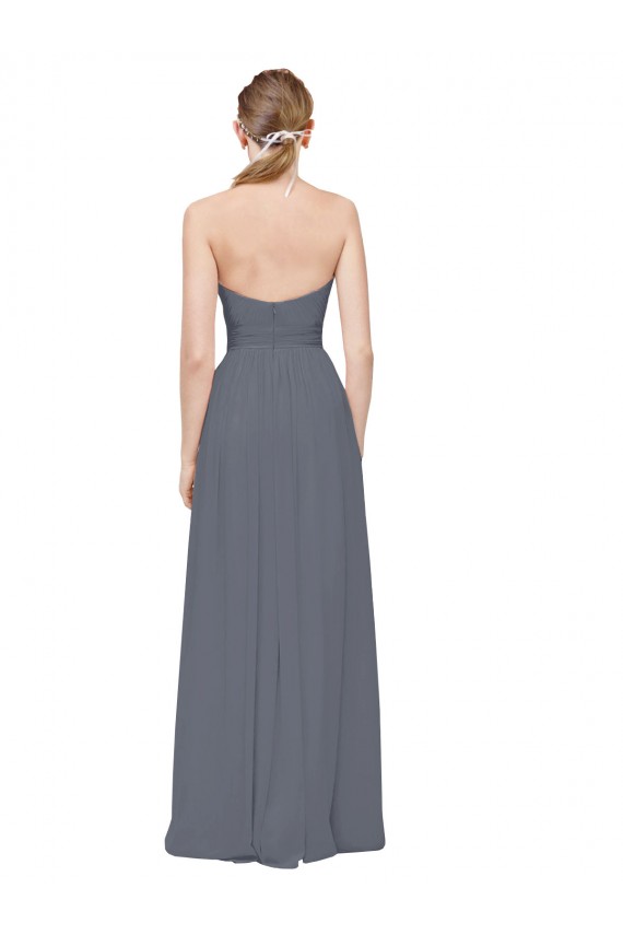 Cheap Twisted Waist Pleats Sweetheart Long Chiffon Bridesmaid Dress Canada