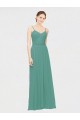 Cheap Rouched V-Neckline and Spaghetti Straps Long Chiffon Bridesmaid Dress Canada
